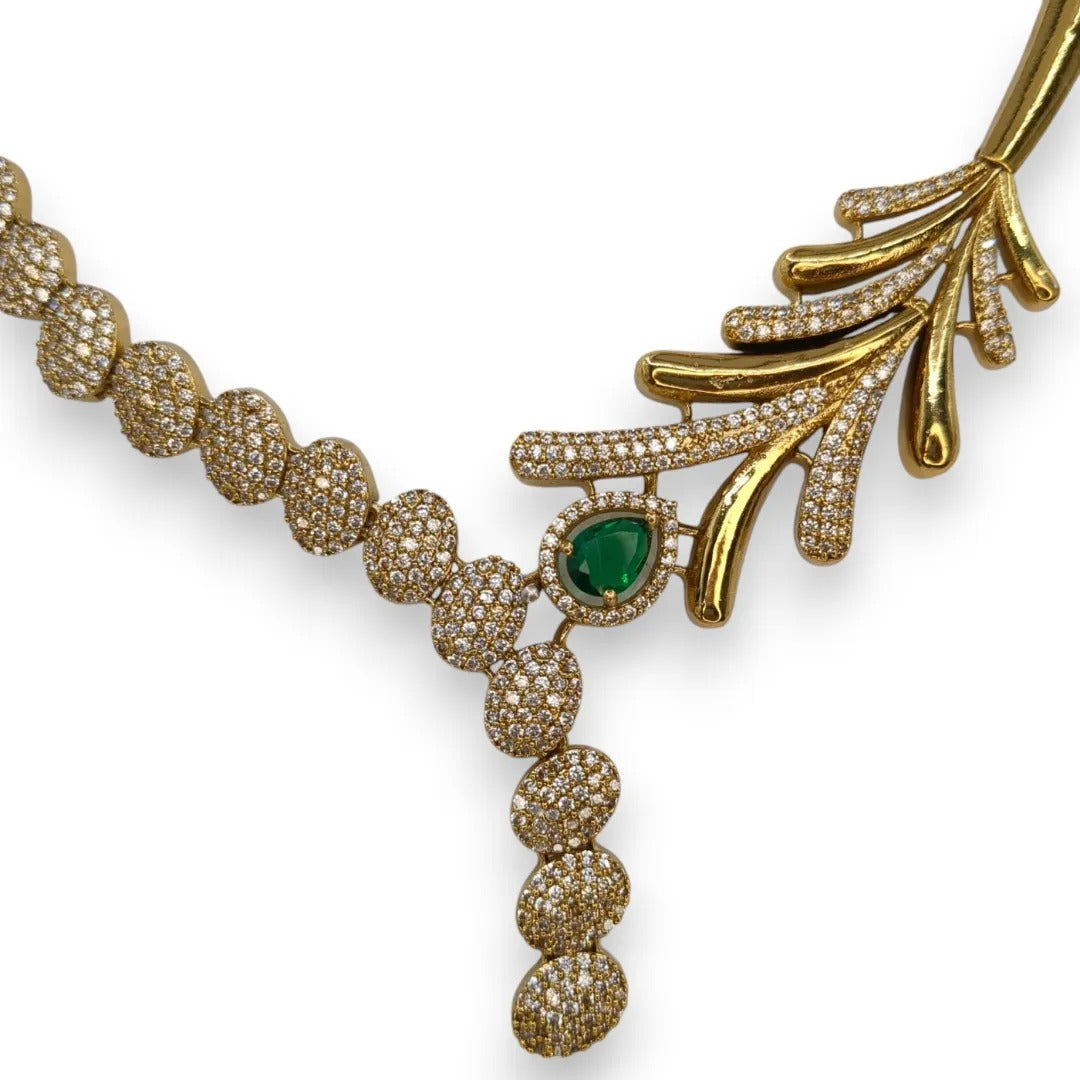 Trendy - Halskette mit Ohrringe - gold | grün