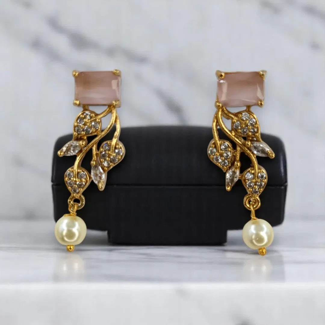 Trendy Halskette mit Ohrringe - gold | rosa