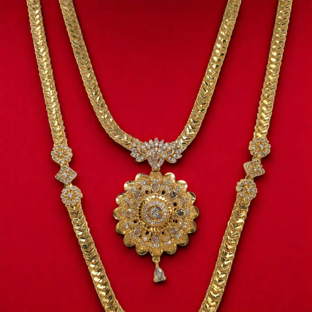 Hals- und Lange Kette Set - gold | combo set