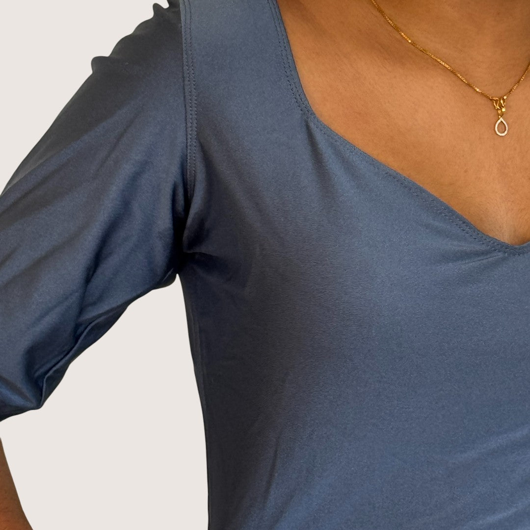 Ready-Made Saree Blusen – Herzausschnitt -Blaugrau