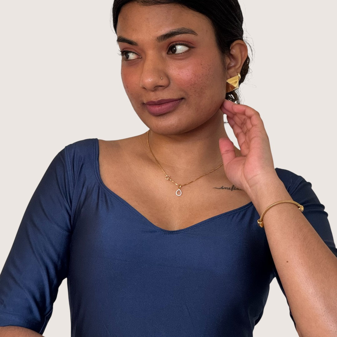 Ready-made saree blouse – sweetheart neckline – blue