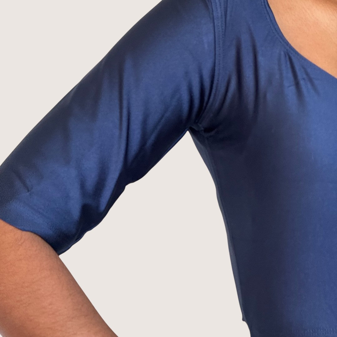 Ready-Made Saree Blusen – Herzausschnitt - Dunkel Blau