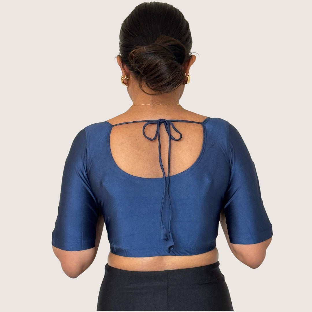 Ready-Made Saree Blusen – Herzausschnitt - Dunkel Blau