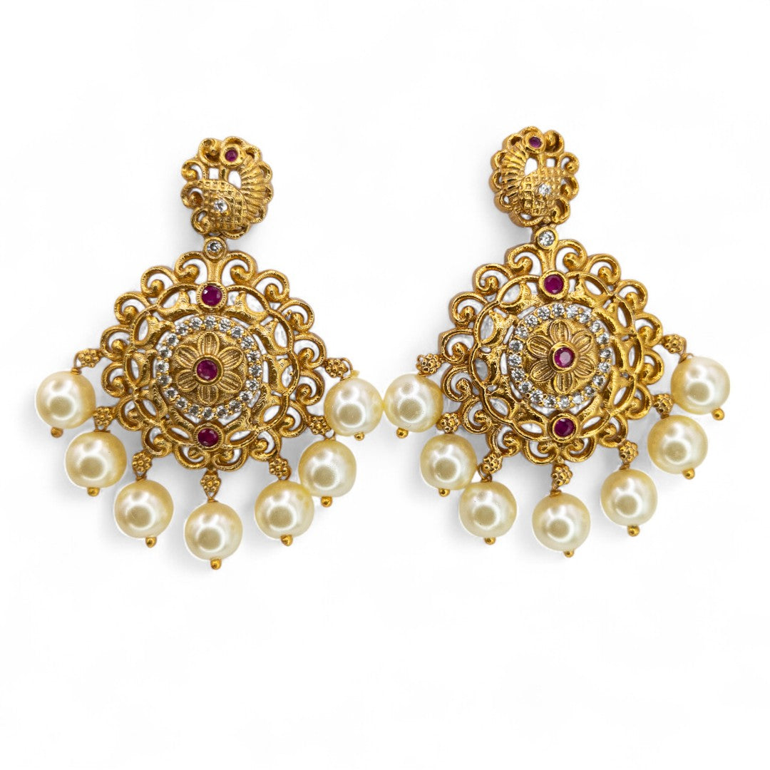 Tempel Halskette mit Ohrringe - gold