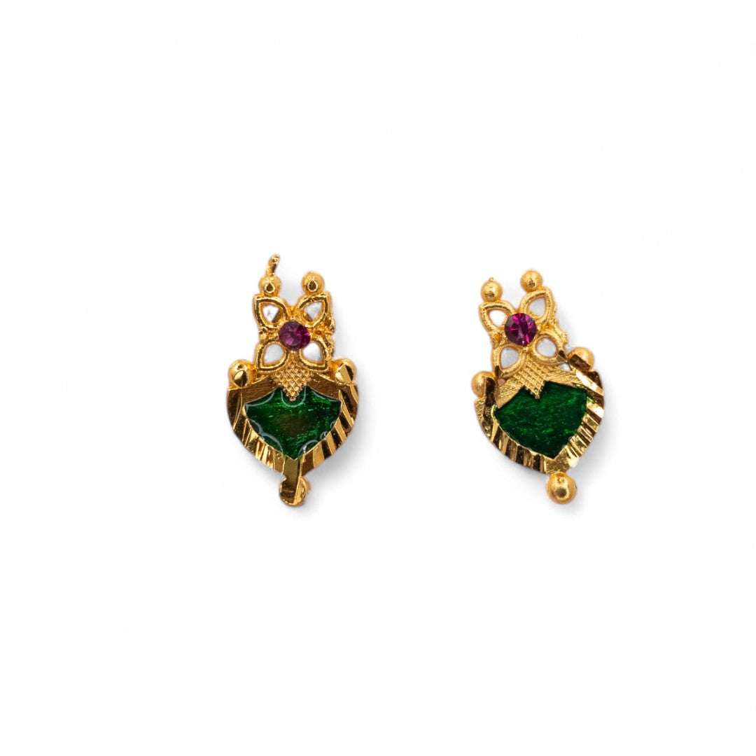 Trendy Kerala Palakka Necklace - gold | green