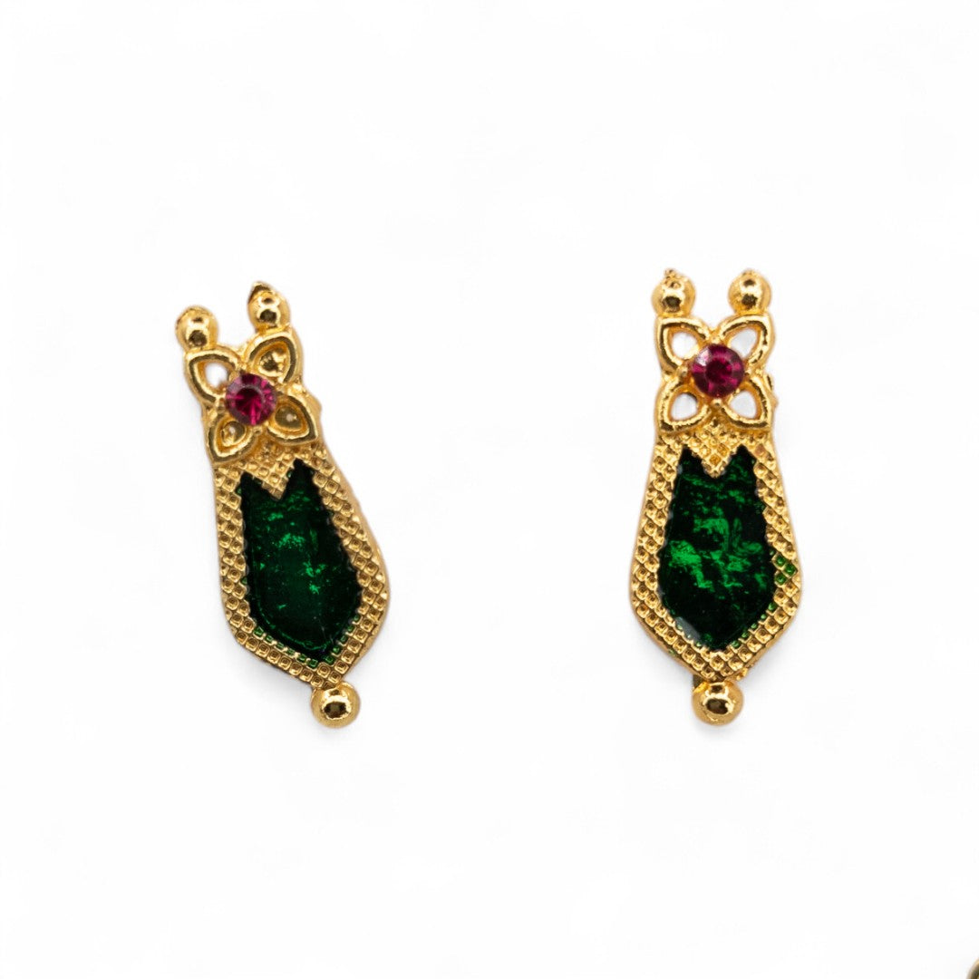 Trendy Kerala Palakka Necklace - gold | green