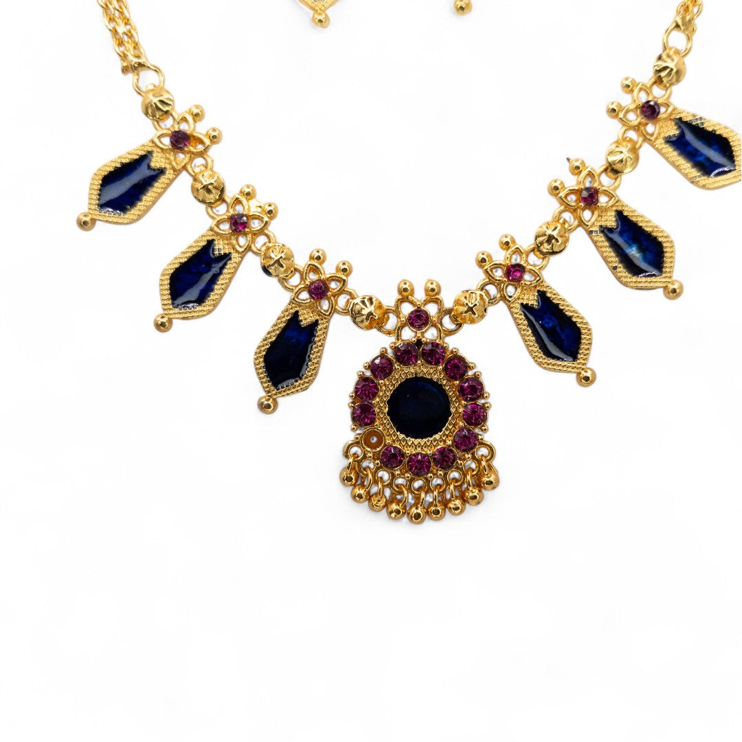 Palakka Halskette mit Ohrringe - gold | blau