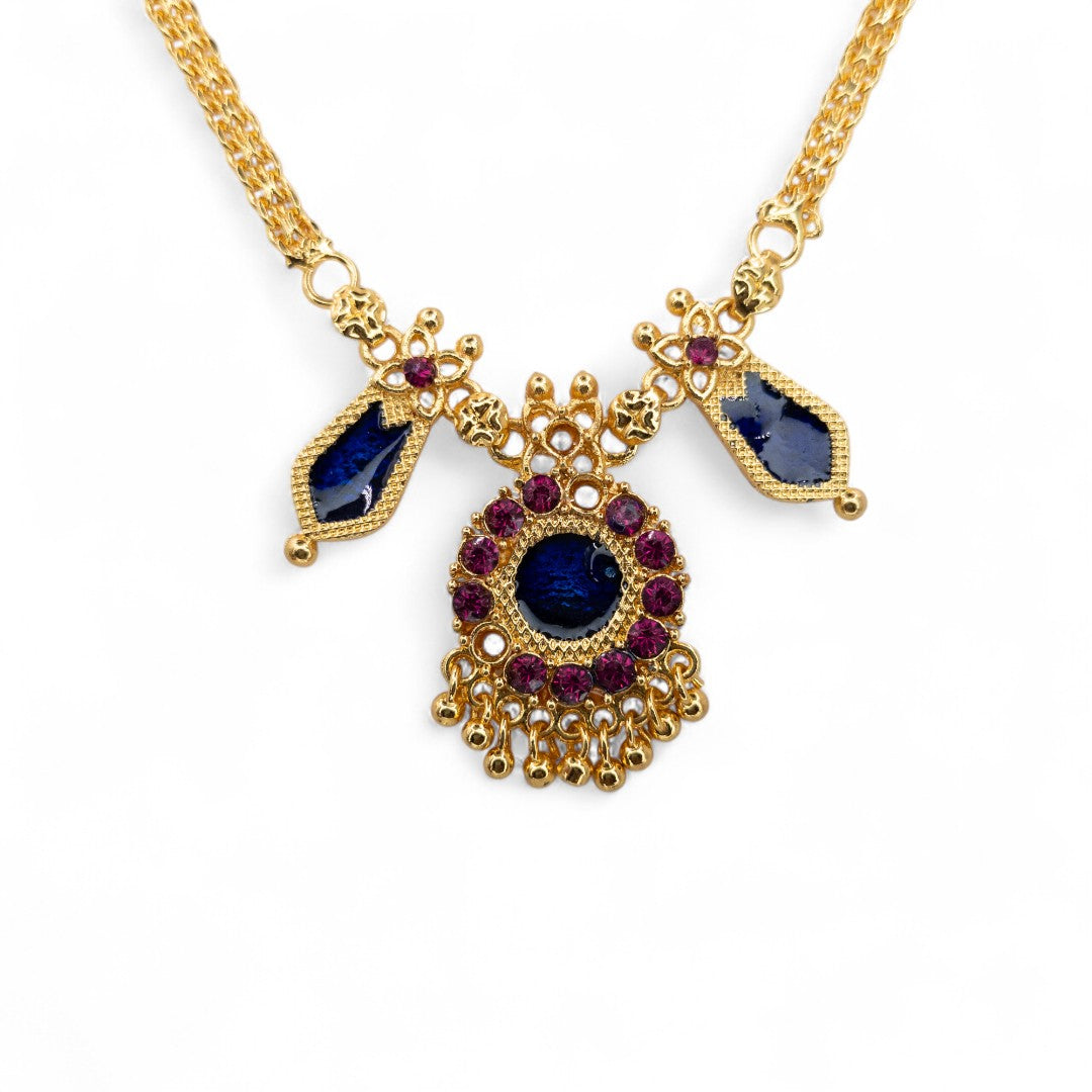 Trendy Kerala Palakka Necklace - gold | green