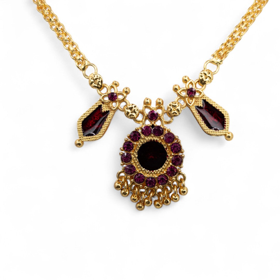 Palakka Halskette mit Ohrringe - gold | maroon