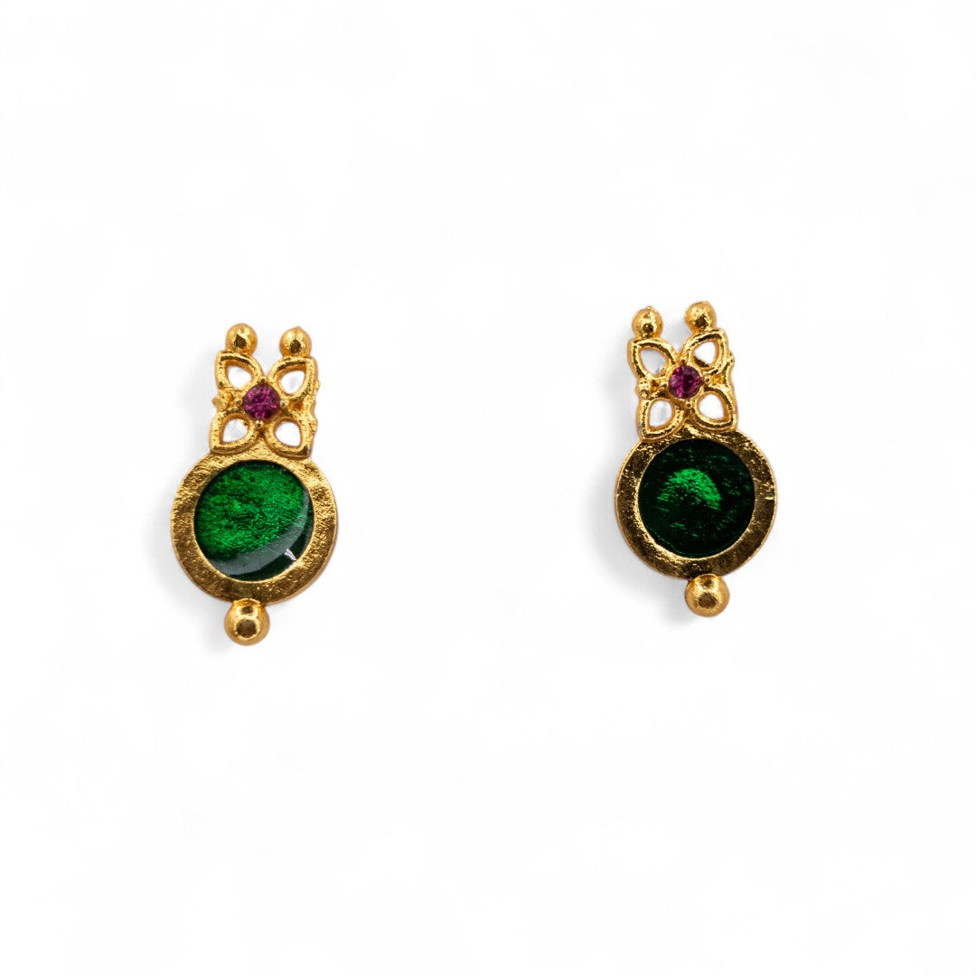 Trendy Kerala Palakka Necklace - gold | green