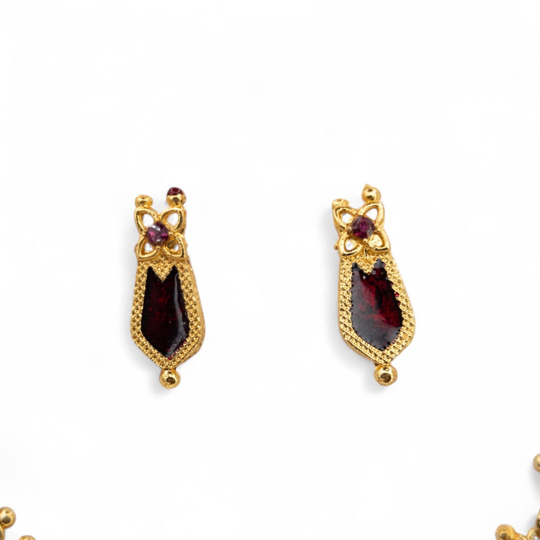 Palakka Halskette mit Ohrringe - gold | maroon