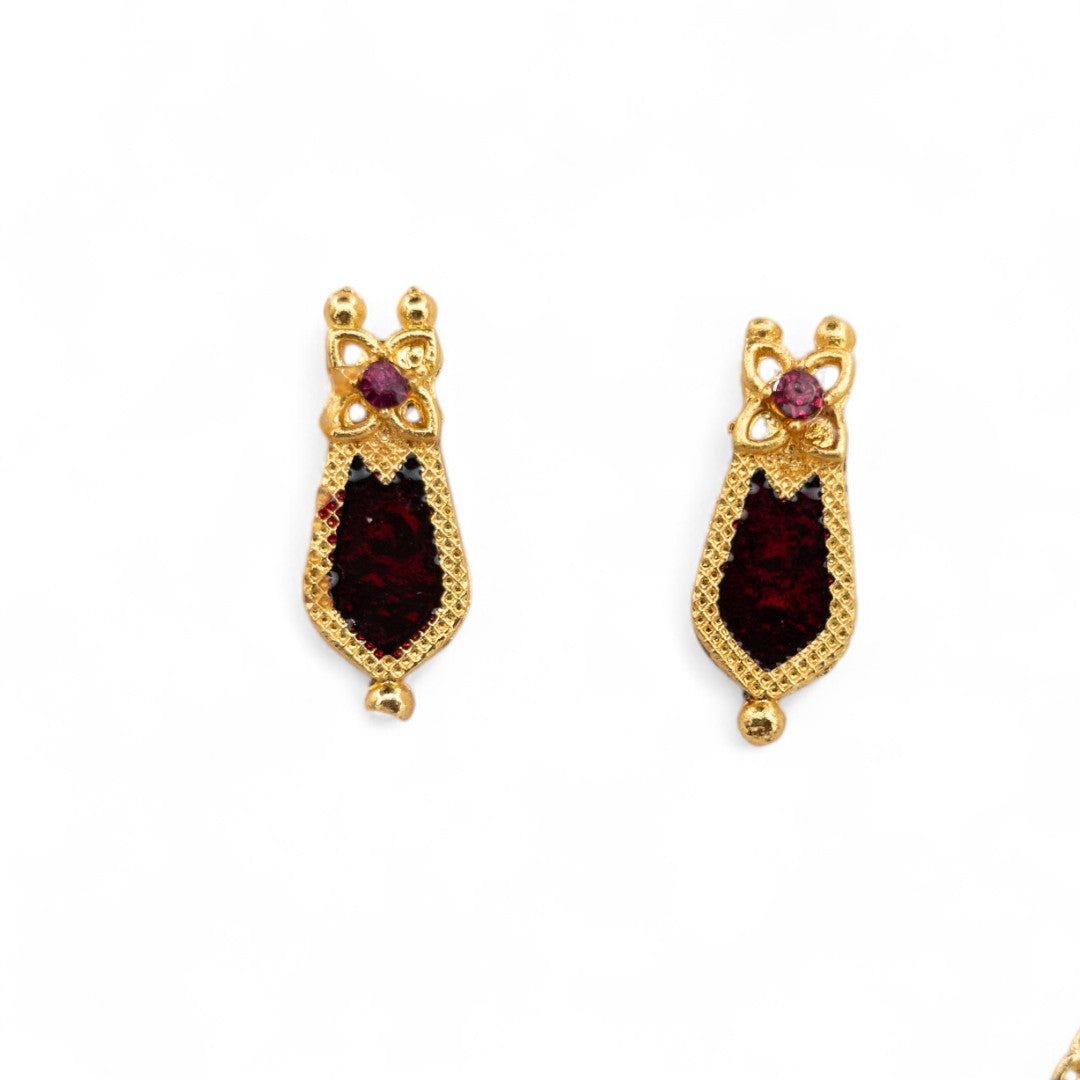 Palakka Halskette mit Ohrringe - gold | maroon