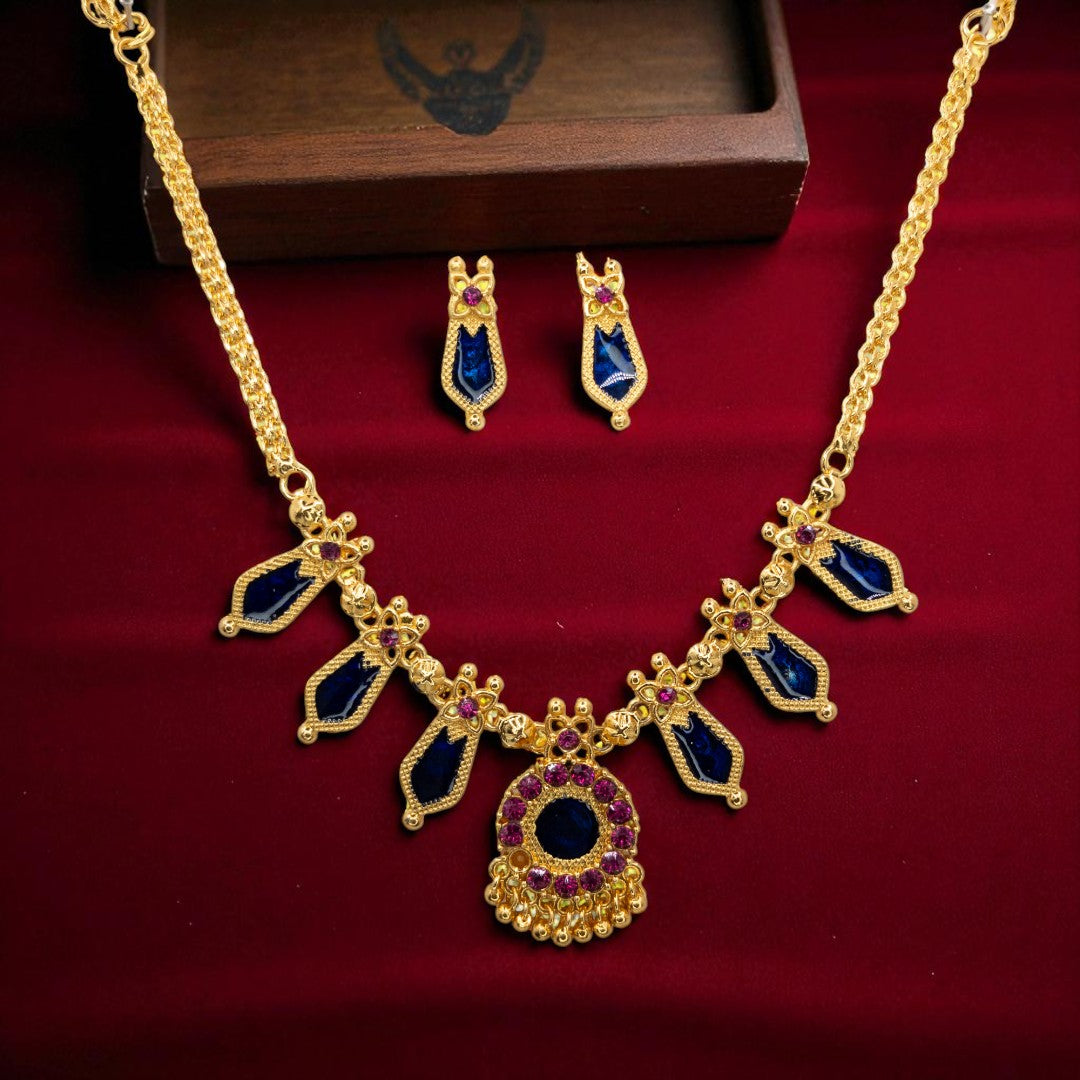 Palakka Halskette mit Ohrringe - gold | blau