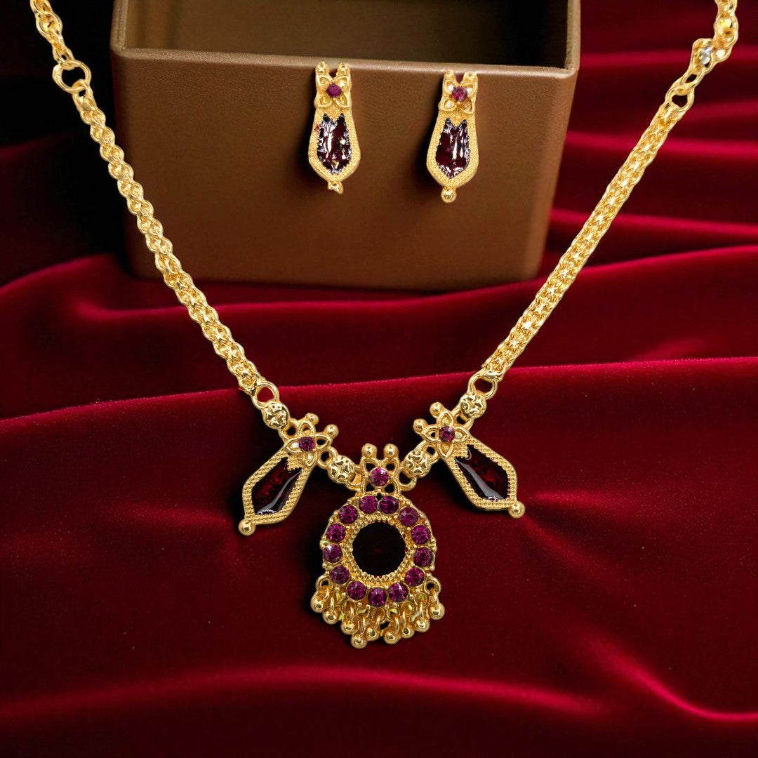 Palakka Halskette mit Ohrringe - gold | maroon