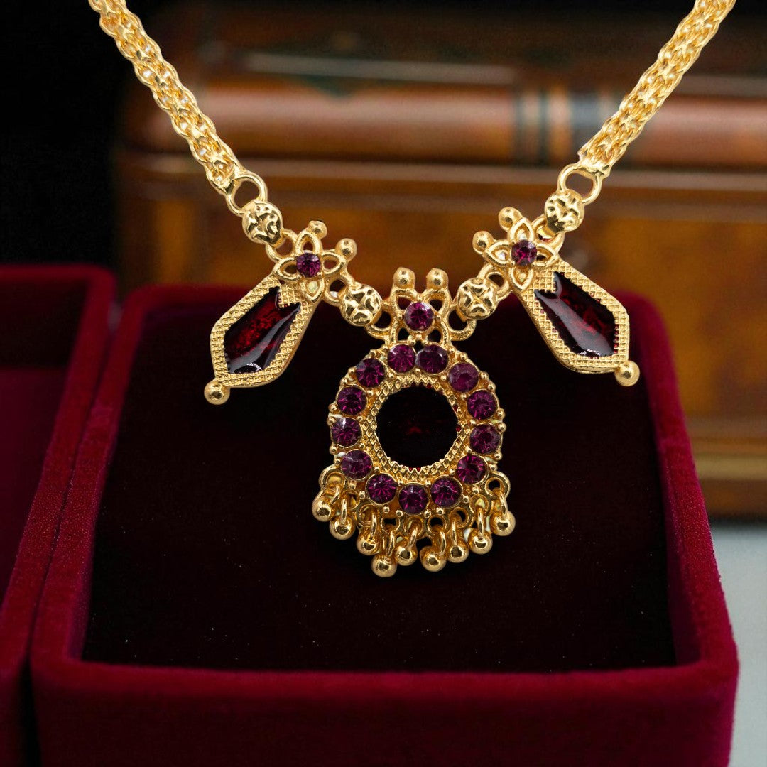 Palakka Halskette mit Ohrringe - gold | maroon