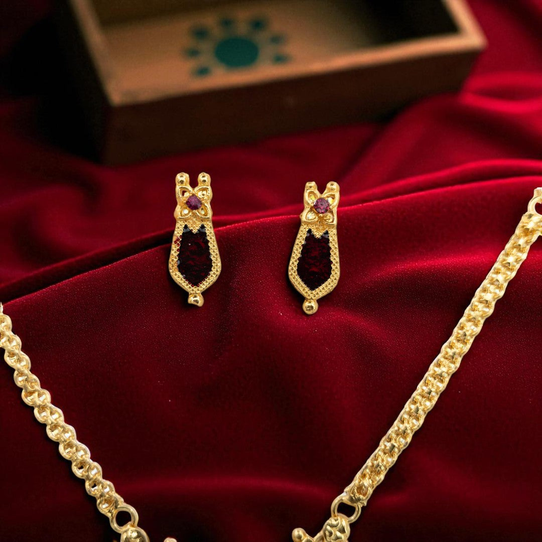 Palakka Halskette mit Ohrringe - gold | maroon