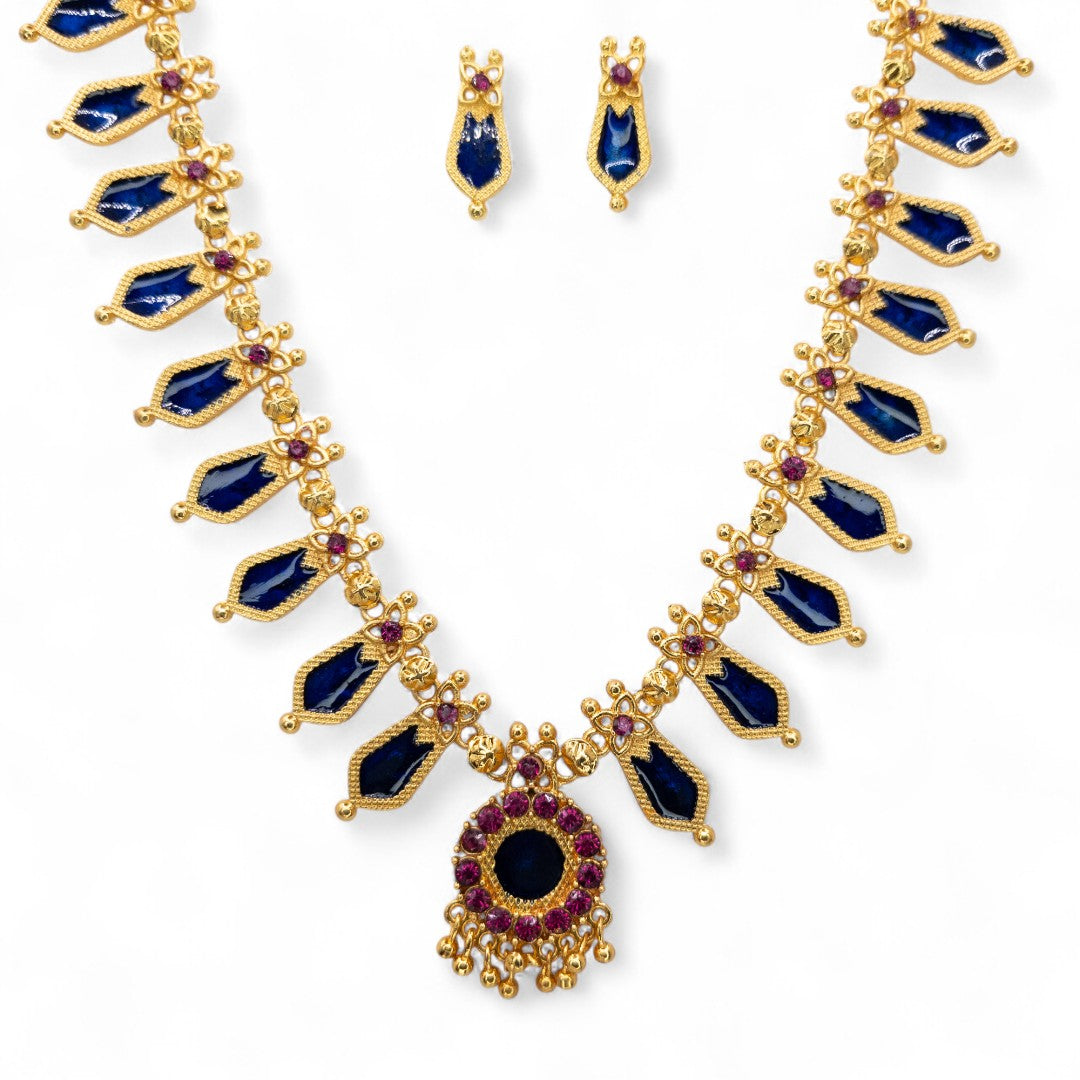 Trendy Kerala Palakka Necklace - gold | green
