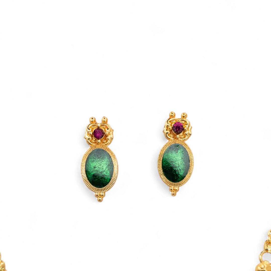 Trendy Kerala Palakka Necklace - gold | green