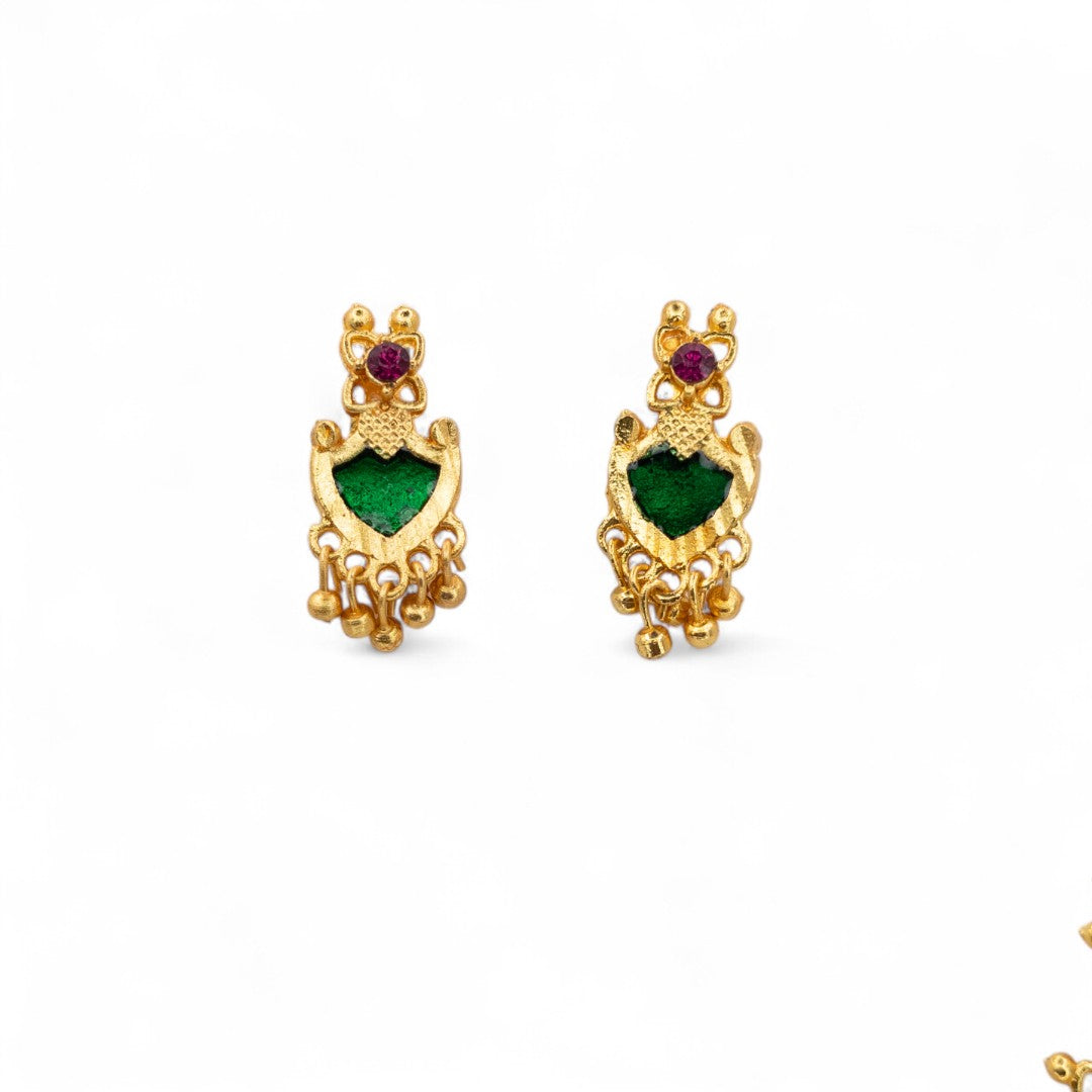 Palakka lange kette mit Ohrringe - gold | grün