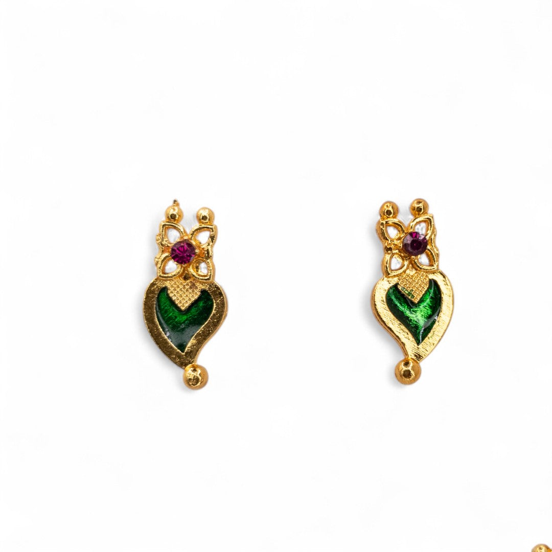 Trendy Kerala Palakka Necklace - gold | green