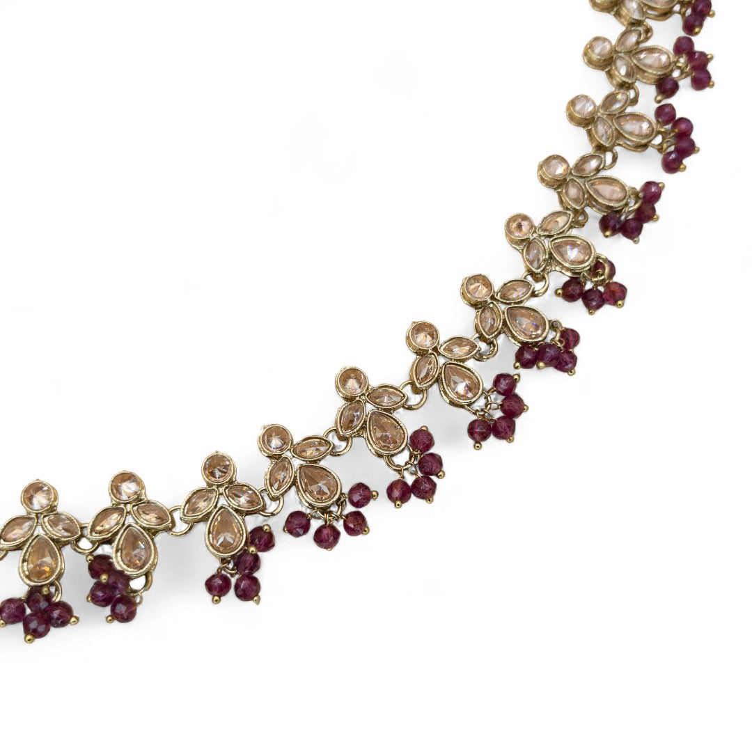 Polki Heritage Taillenschmuck - gold | weinrot