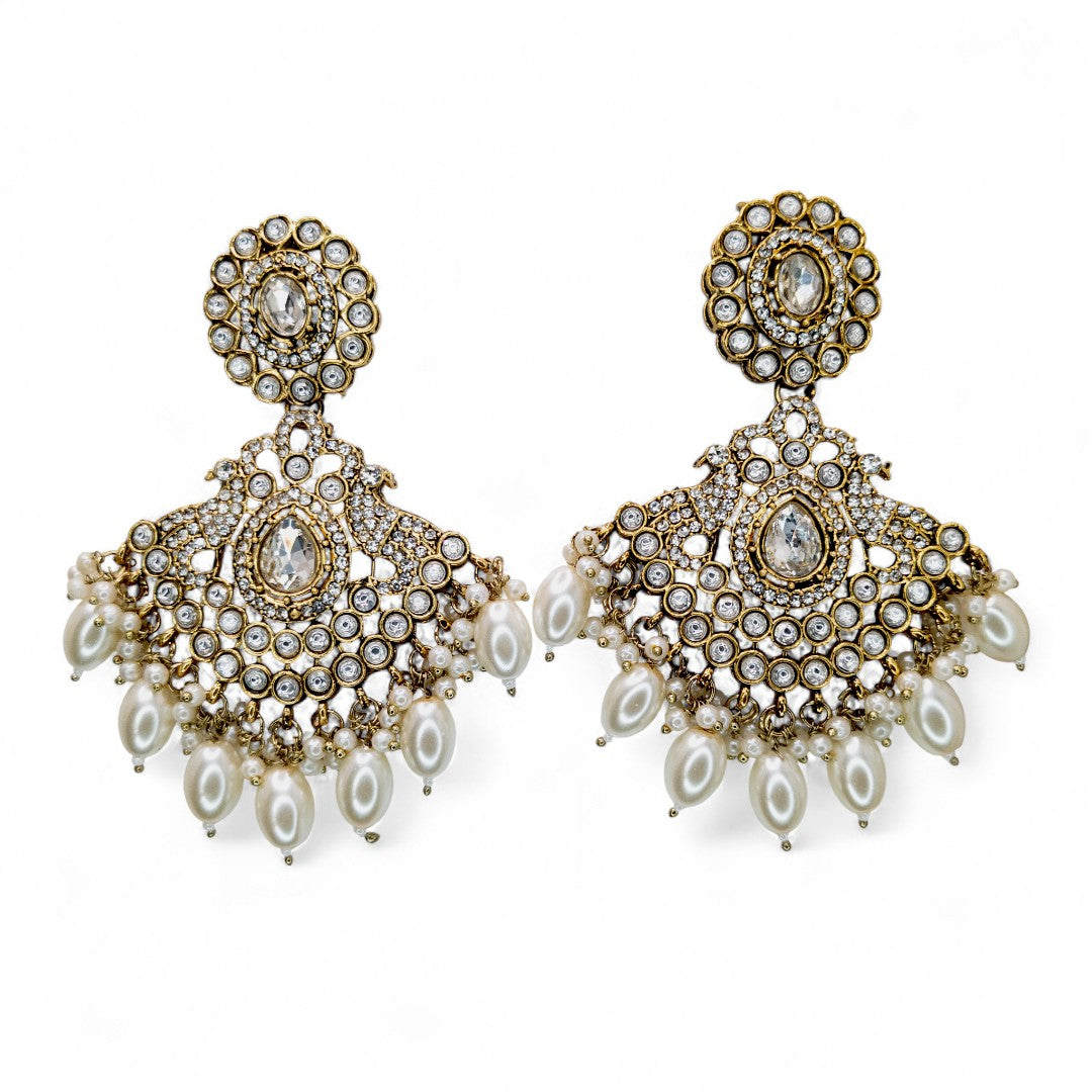 Kundan Necklace with Earrings & Tikka - gold | white