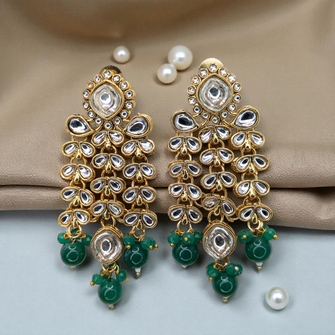 Kundan Choker Halskette mit Ohrringe & Tikka - gold | grün