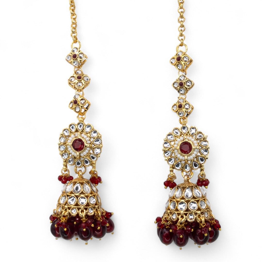 Kundan Necklace with Earrings & Tikka - gold | white