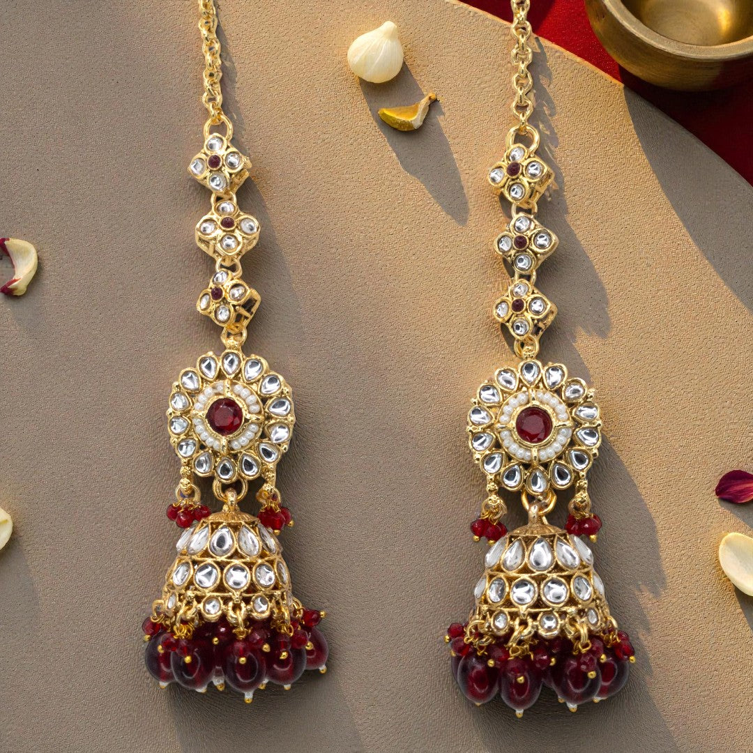 Kundan Necklace with Earrings & Tikka - gold | white