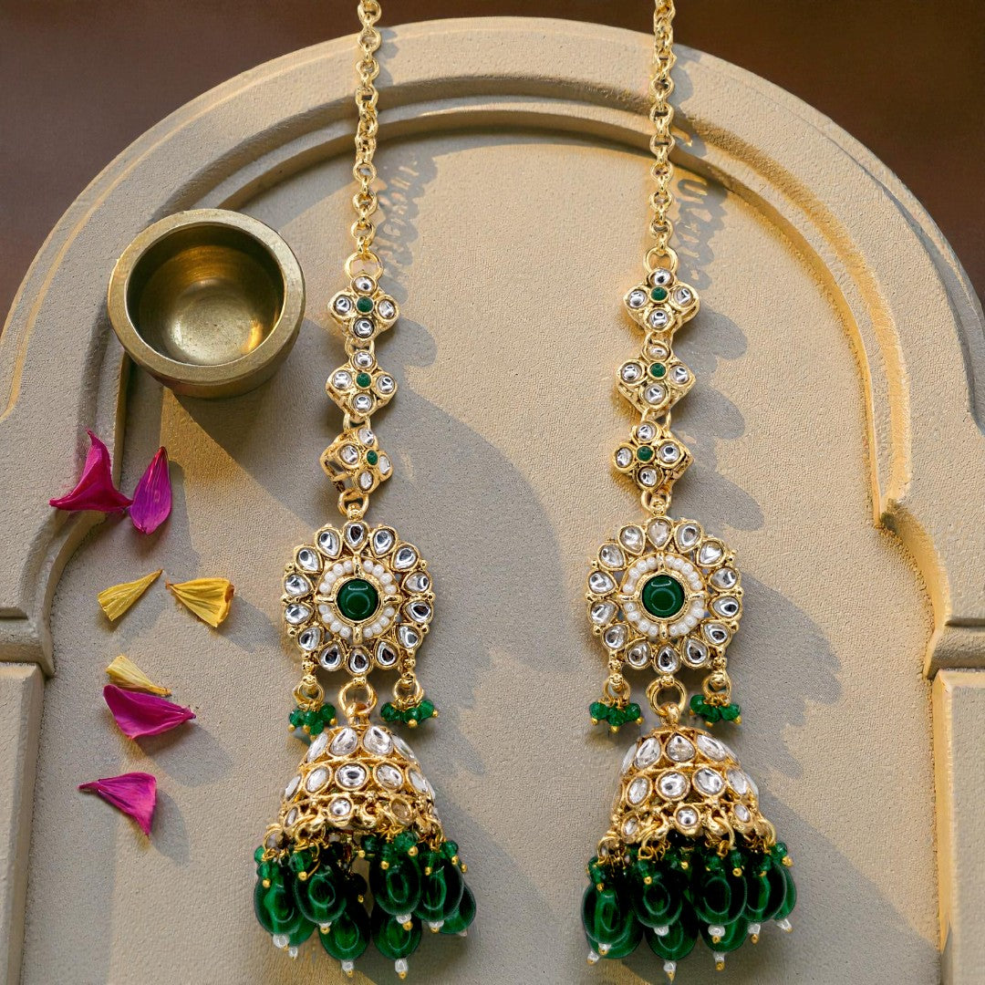 Kundan Necklace with Earrings & Tikka - gold | white