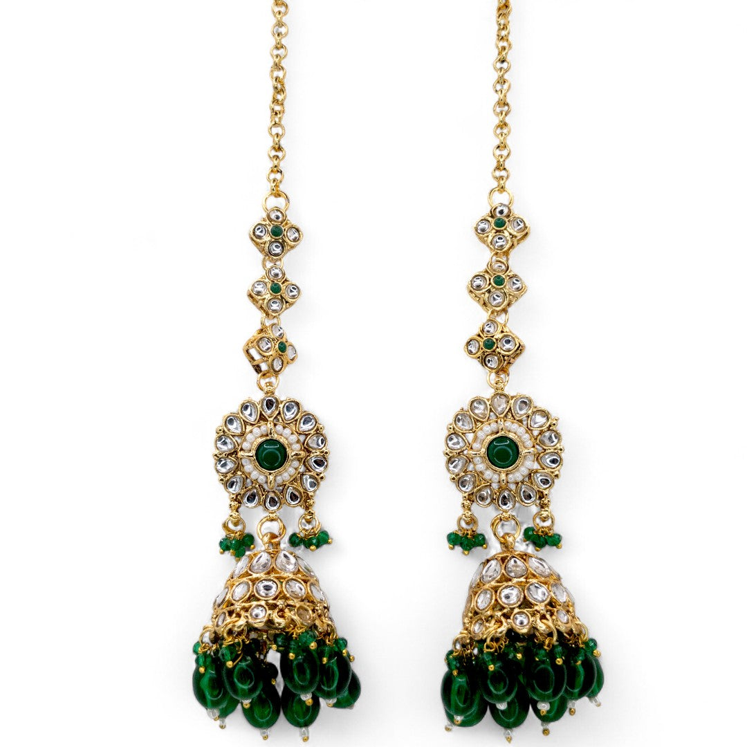 Kundan Necklace with Earrings & Tikka - gold | white