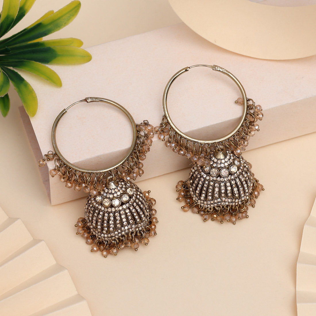 Earrings - Jumkha | silver oxidized