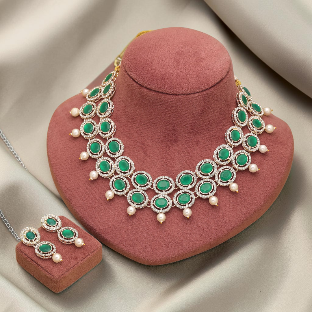 Kundan Necklace with Earrings & Tikka - gold | white