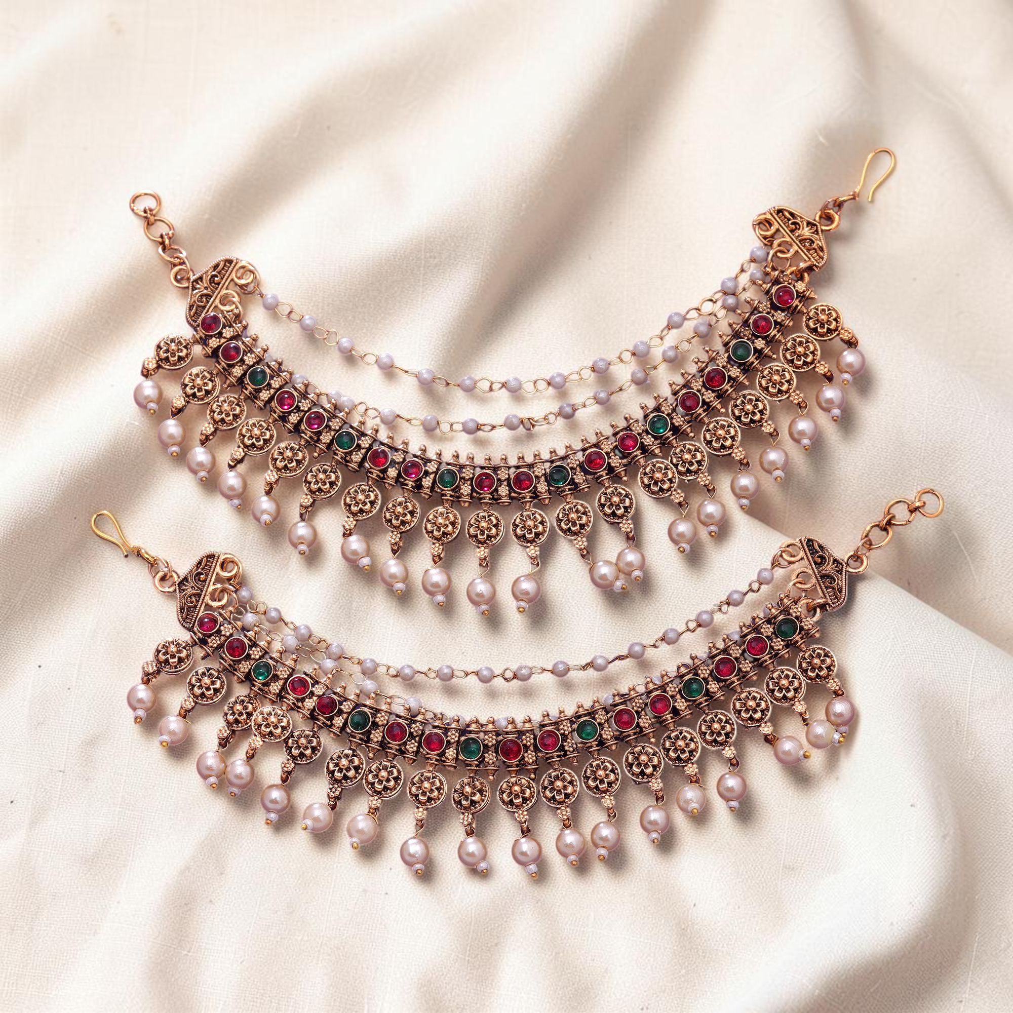 Maatal-Ohrringschmuck - Matt Gold | Pearl