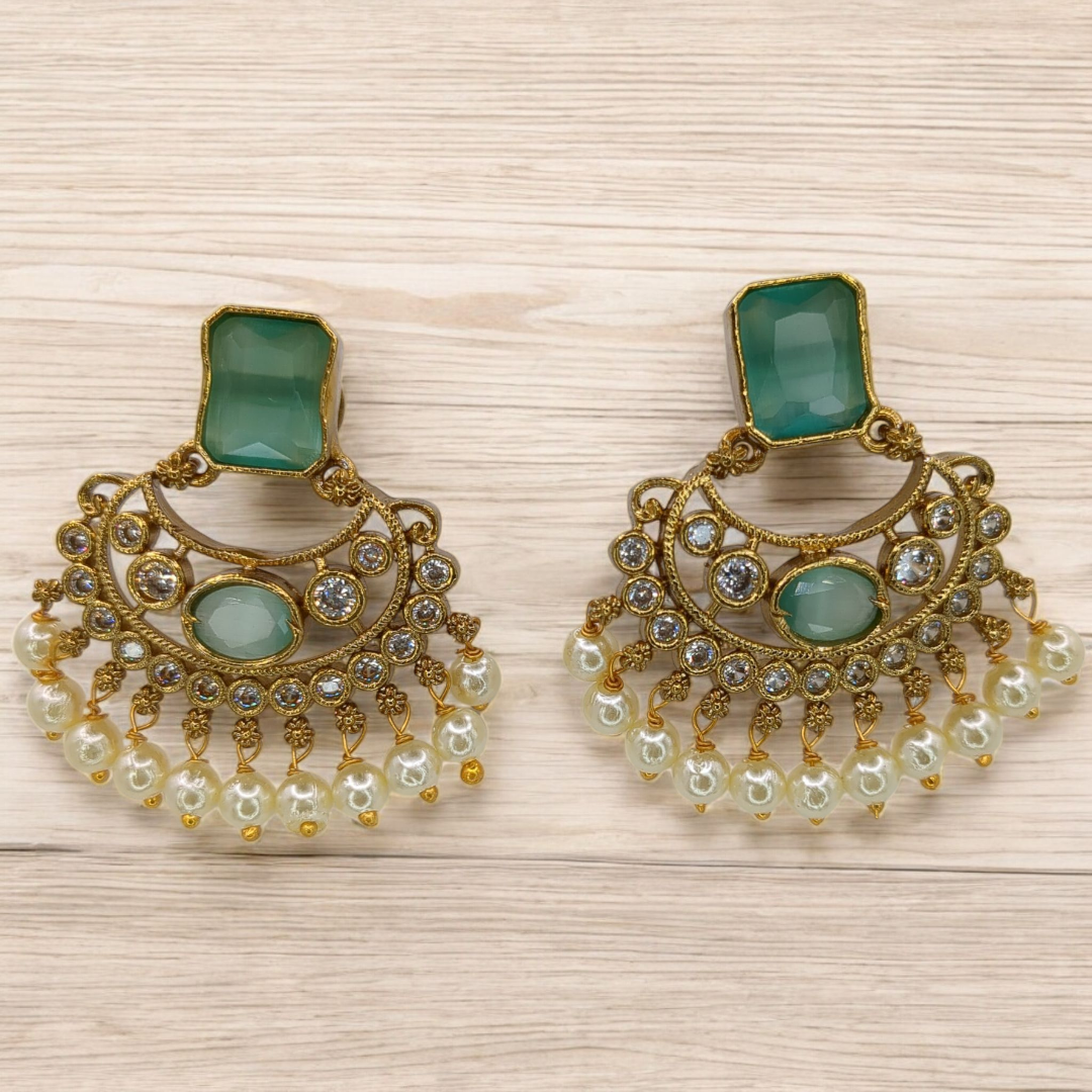 Tempel Choker Halskette gold | mint | mit Ohrringe