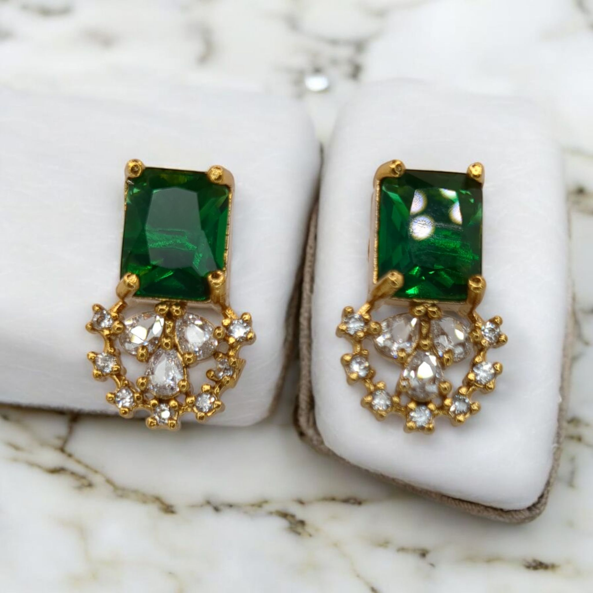 Trendy Halskette mit Ohrringe - gold | grün