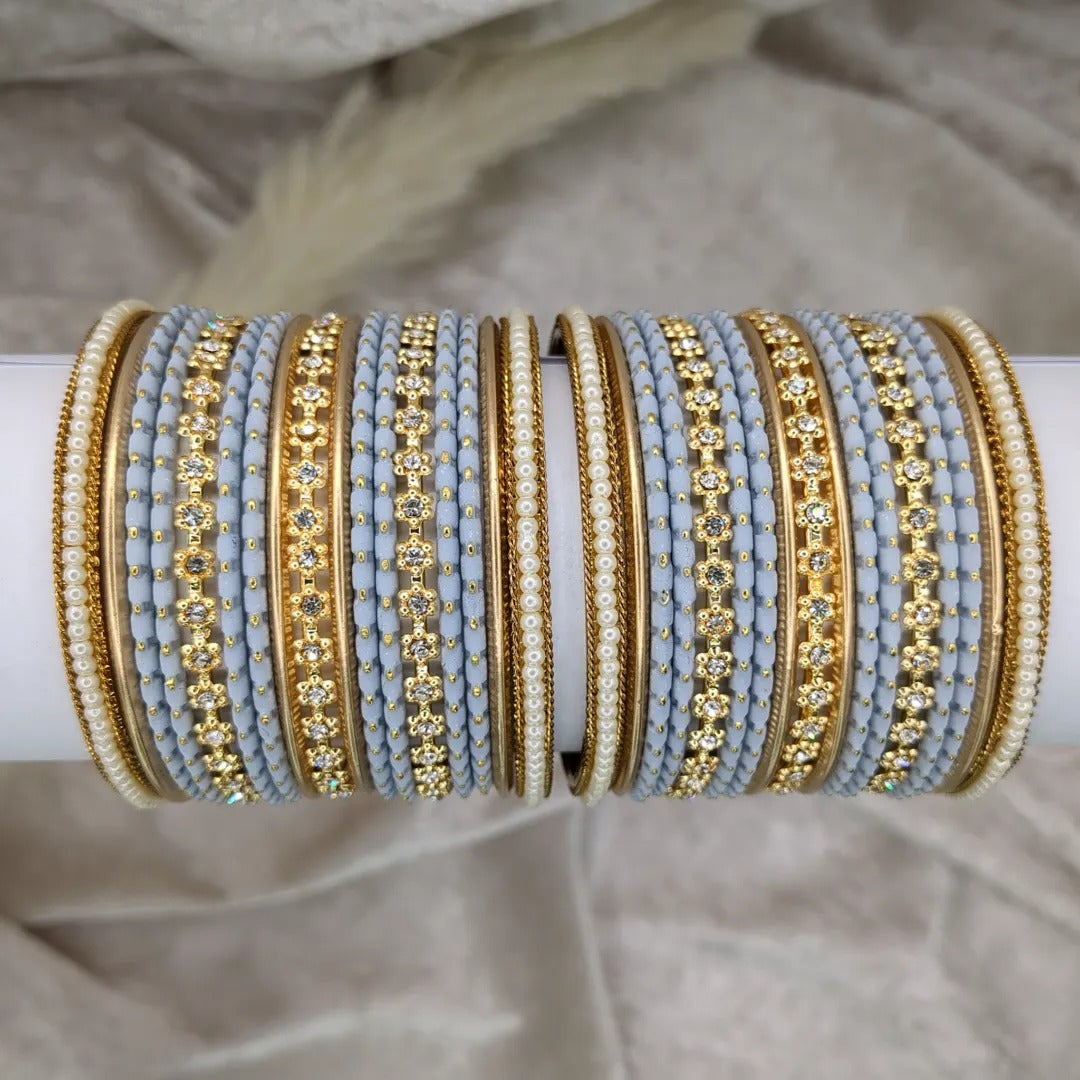 Armreifen Set - grau blau | Gold | Größe 2.6