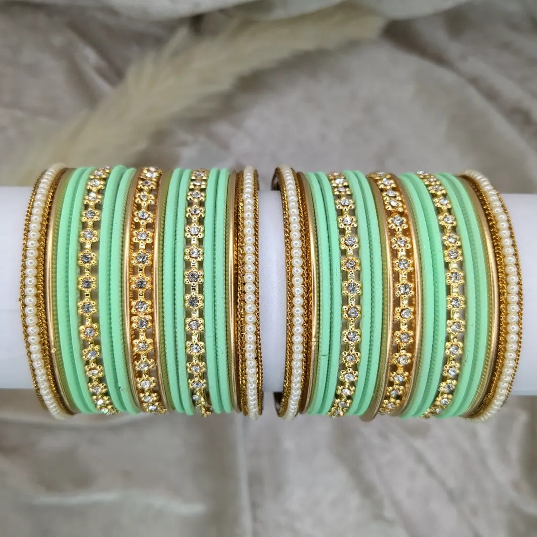 Armreifen Set - mint grün | Gold | Größe 2.6
