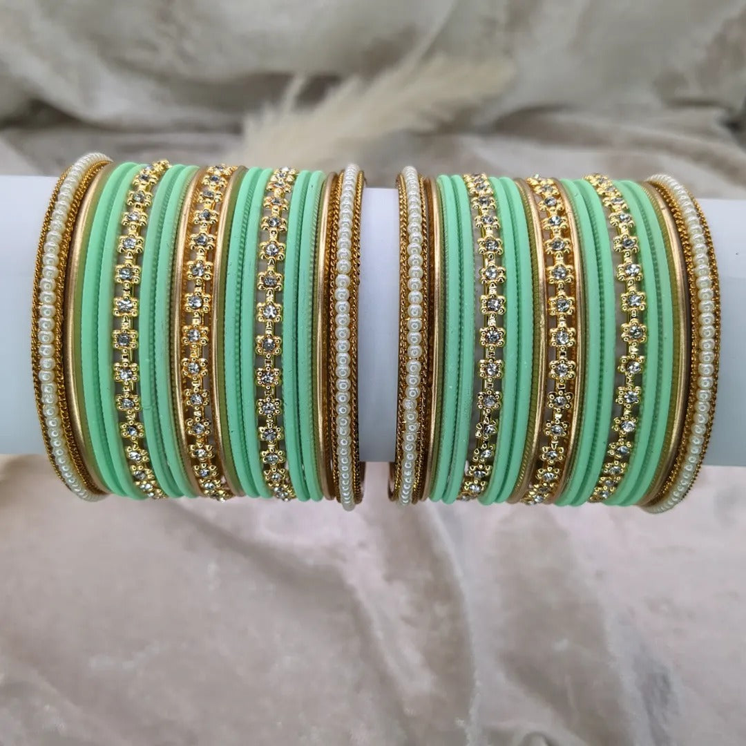 Armreifen Set - mint grün | Gold | Größe 2.6