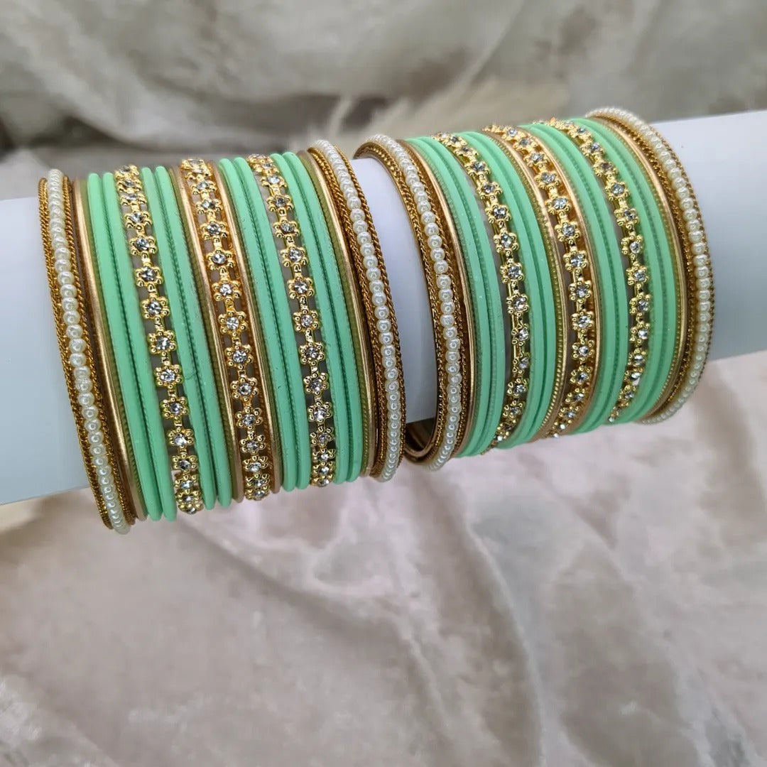 Armreifen Set - mint grün | Gold | Größe 2.6
