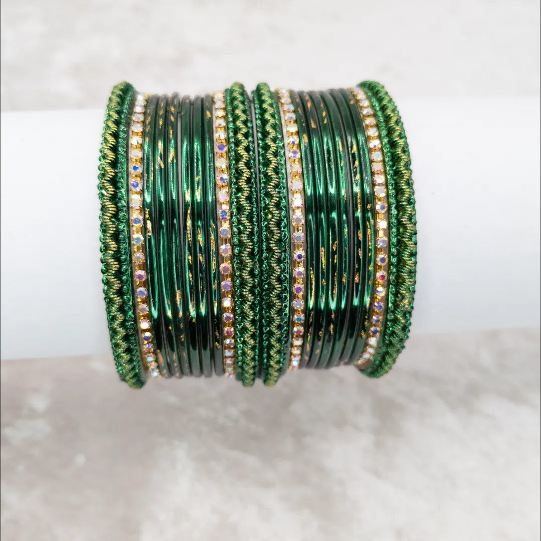 Armreifen Set - Metallische Glanz-Armreifen - Grün