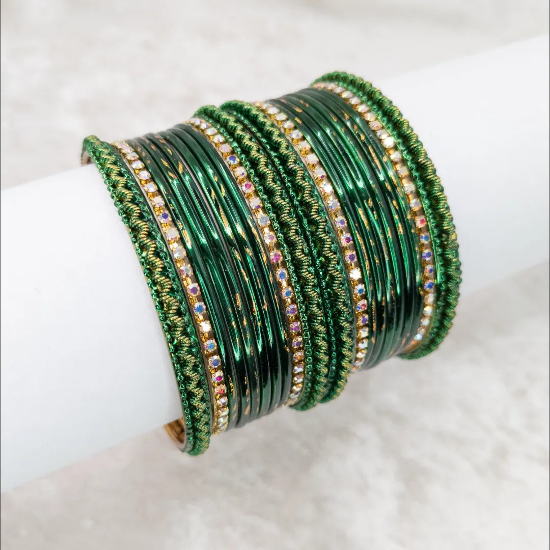 Armreifen Set - Metallische Glanz-Armreifen - Grün