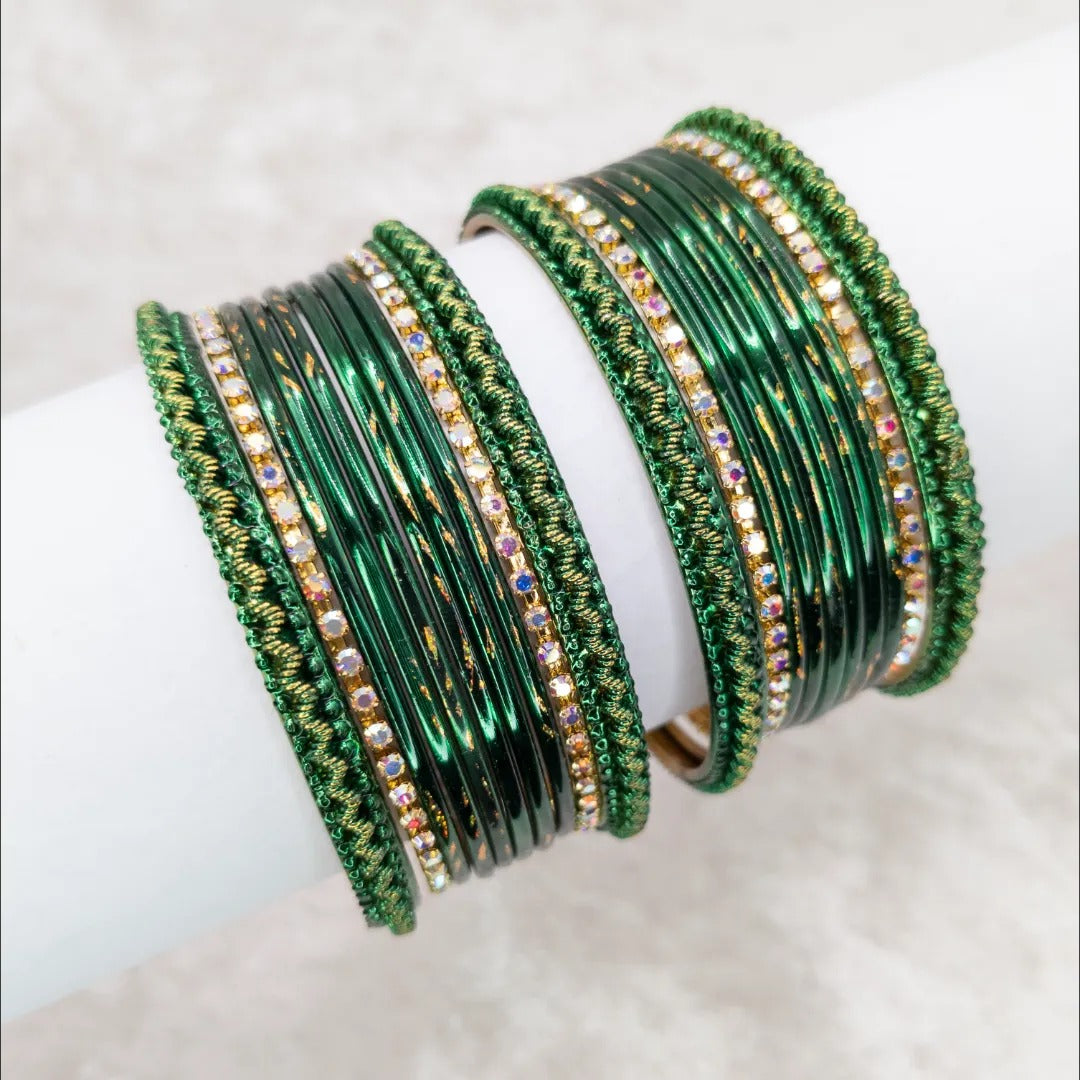 Armreifen Set - Metallische Glanz-Armreifen - Grün