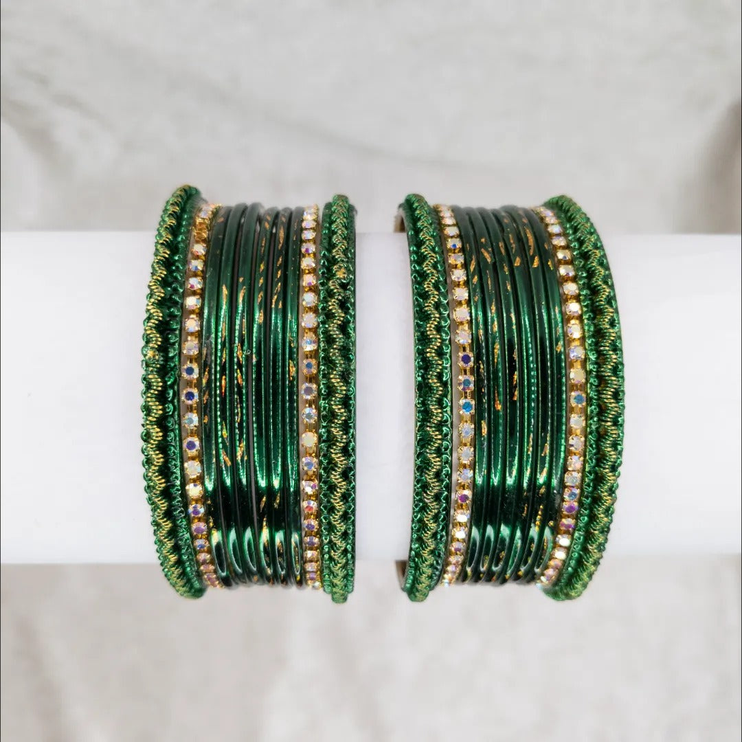 Armreifen Set - Metallische Glanz-Armreifen - Grün