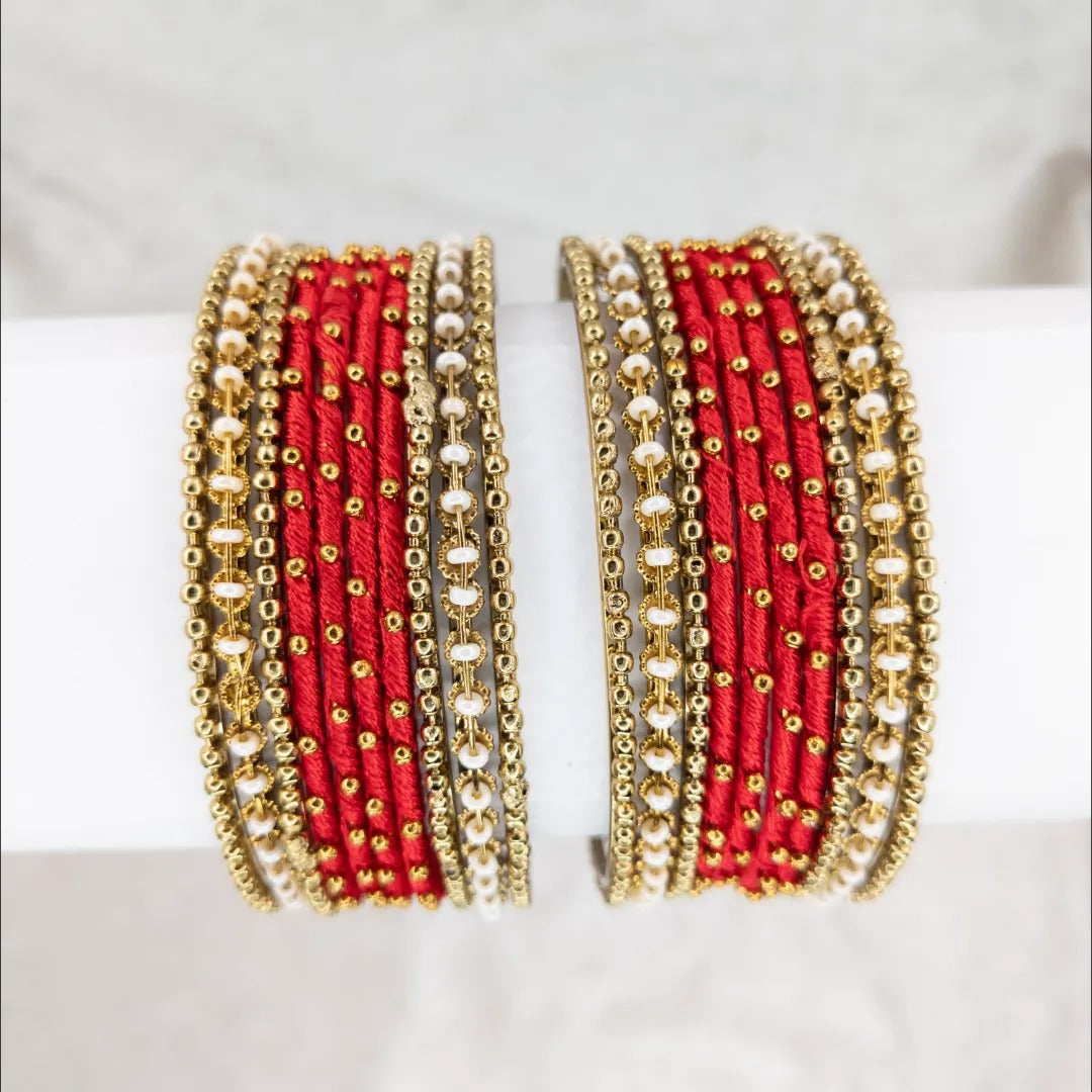 Armreifen Set- Thread & Metal Armreifen - rot