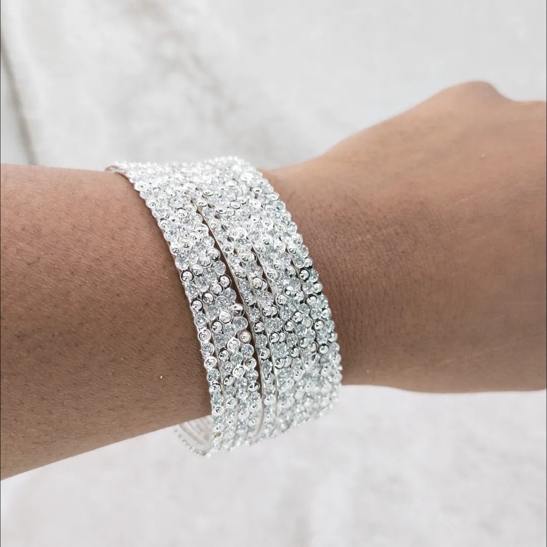 Silber Armreifen-Set mit 12 Armreifen Mix and Match