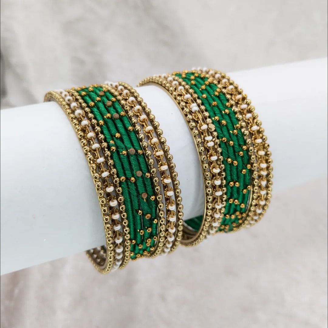 Armreifen Set- Thread & Metal Armreifen - grün