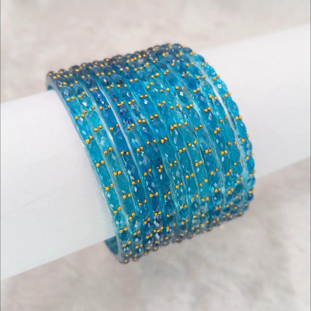 Rain Drop Glas Armreifen – 12er Set - Blau