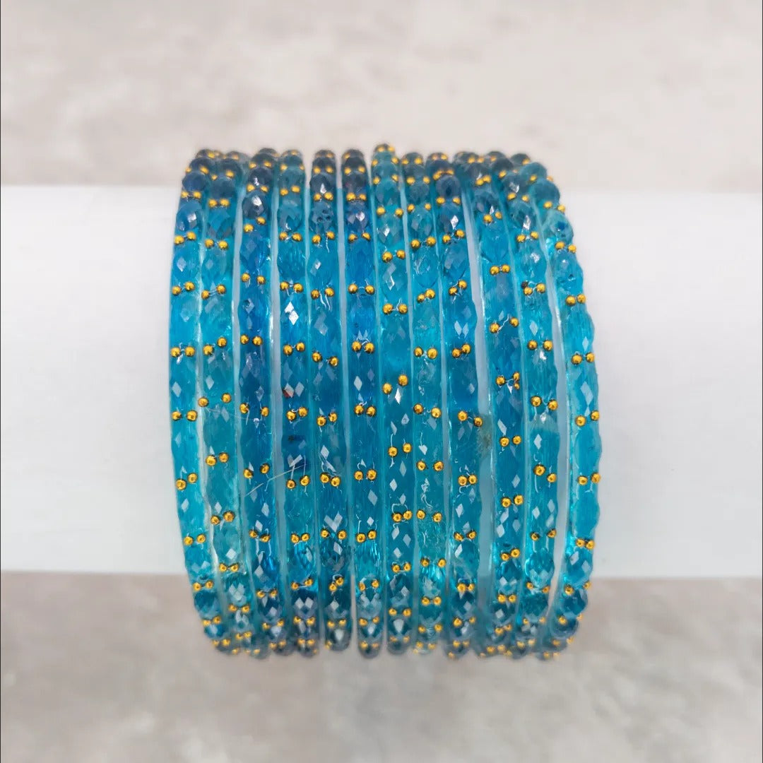 Rain Drop Glas Armreifen – 12er Set - Blau