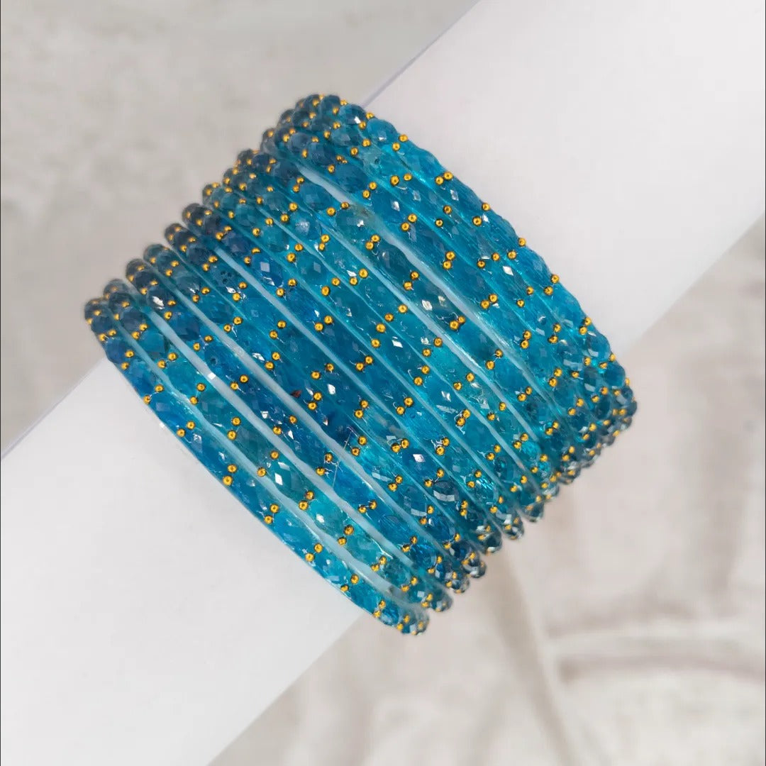 Rain Drop Glas Armreifen – 12er Set - Blau